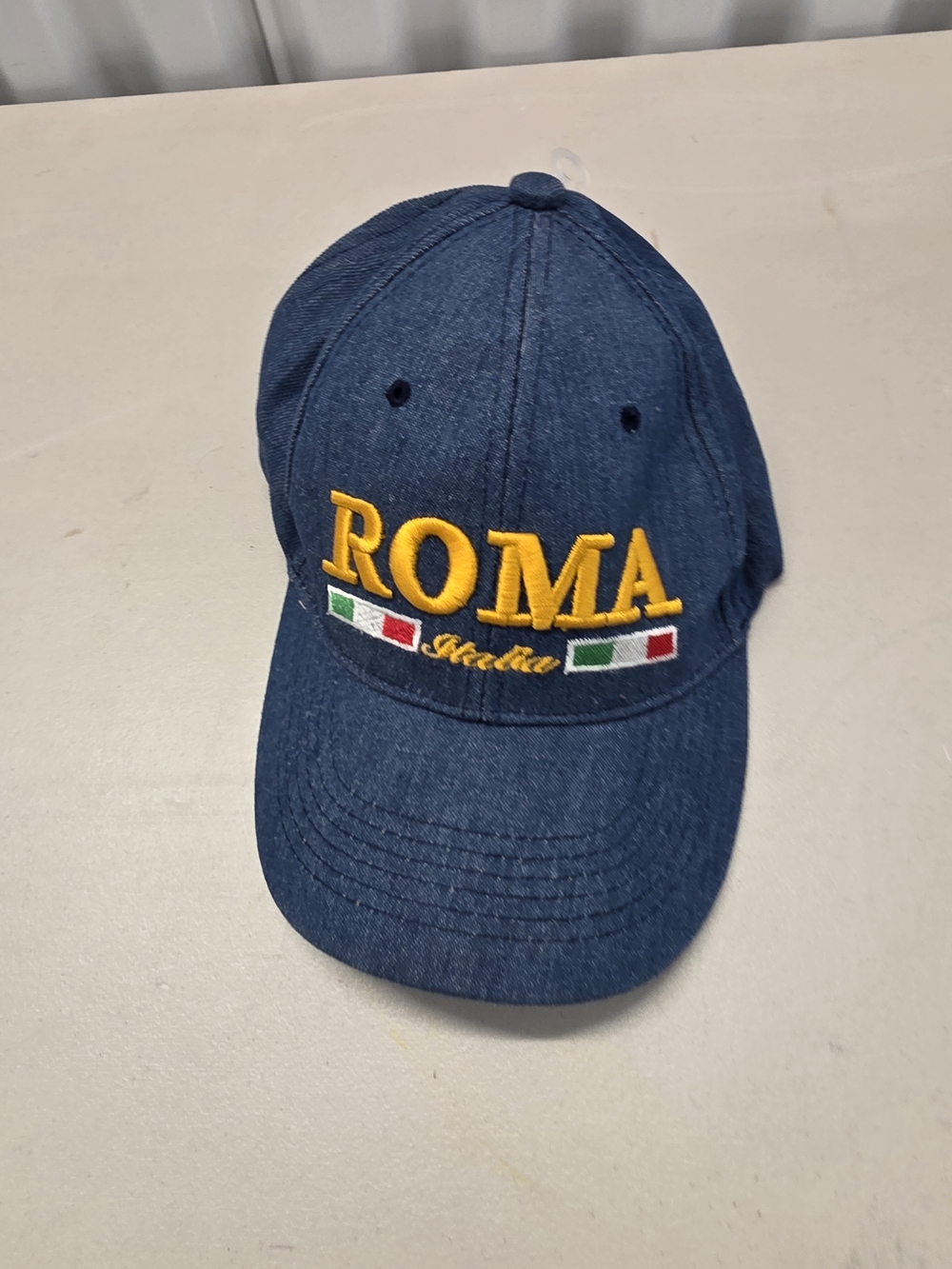 Roma Italy Embroidered Flag Baseball Hat With Yellow Letters Adjustable